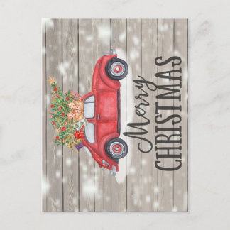 Frohe Weihnachten Rustikal Vintage Auto Geschenke Postkarte