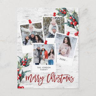 Frohe Weihnachten Rustikale Birch Bark 4 FOTO Gruß Postkarte