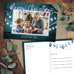 Frohe Weihnachten Rustikale Holzfotos Postkarte