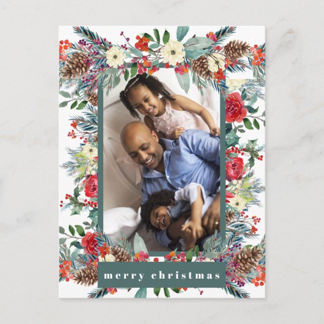 Frohe Weihnachten rustikale moderne Blumenwelt 4 F (Vorderseite)