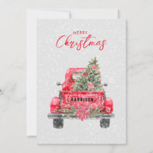 Frohe Weihnachten Rustikale Red Truck Flat Holiday