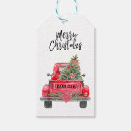 Frohe Weihnachten Rustikale Red Truck Weihnachtsge Geschenkanhänger