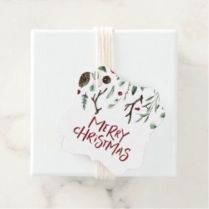 Frohe Weihnachten   Rustikale Winterlandschaft Ber Geschenkanhänger