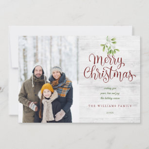 Frohe Weihnachten Rustikaler Holz Mistelzweig 2 Fo