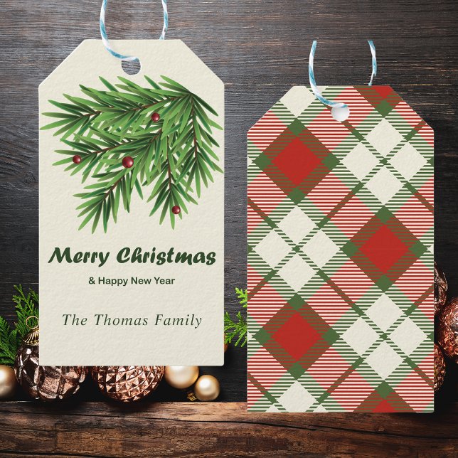 Frohe Weihnachten Rustikaler Pine Holiday Geschenkanhänger (Von Creator hochgeladen)