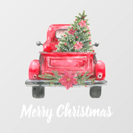 Frohe Weihnachten Rustikaler Red Truck  Fensteraufkleber