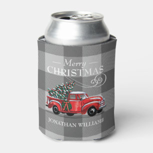 Frohe Weihnachten Rustikaler Vintage-LKW Monogramm Dosenkühler