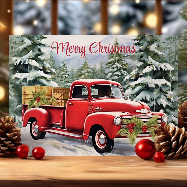 Frohe Weihnachten Rustikaler Vintager Red Truck (Von Creator hochgeladen)