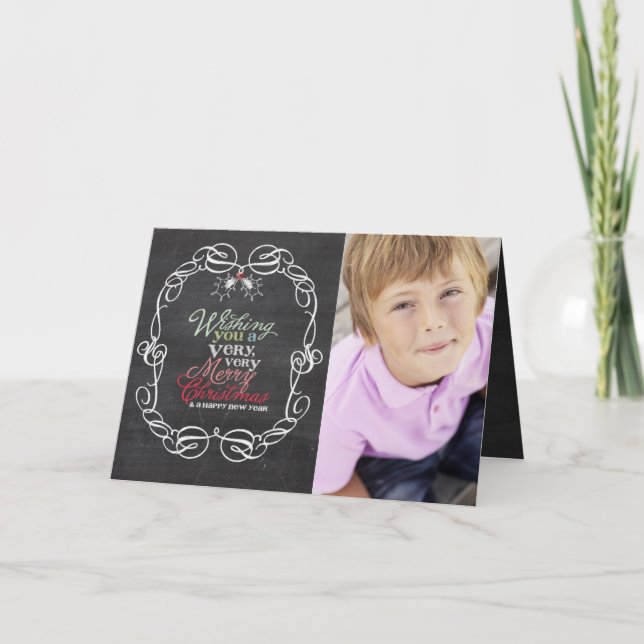 Frohe Weihnachten Rustikales Chalkboard Mistletoes (Vorderseite)