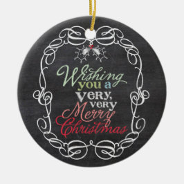 Frohe Weihnachten Rustikales Chalkboard Mistletoes Keramik Ornament