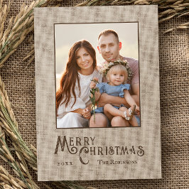 Frohe Weihnachten Rustikales Country Burlap Print 
