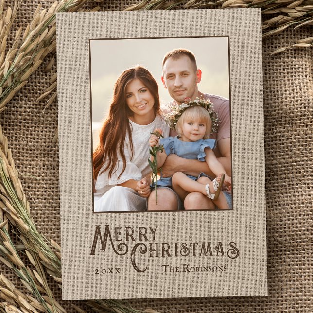 Frohe Weihnachten Rustikales Country Burlap Print  (Available in high quality print or digital download for quick text messaging, email or self print.)