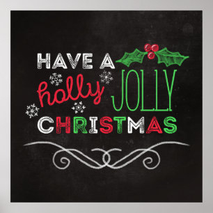 Frohe Weihnachten Rustikales Kreidebrett Poster