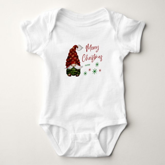 Frohe Weihnachten Rustikales Land Gnome Spaß Urlau Baby Strampler (Vorderseite)