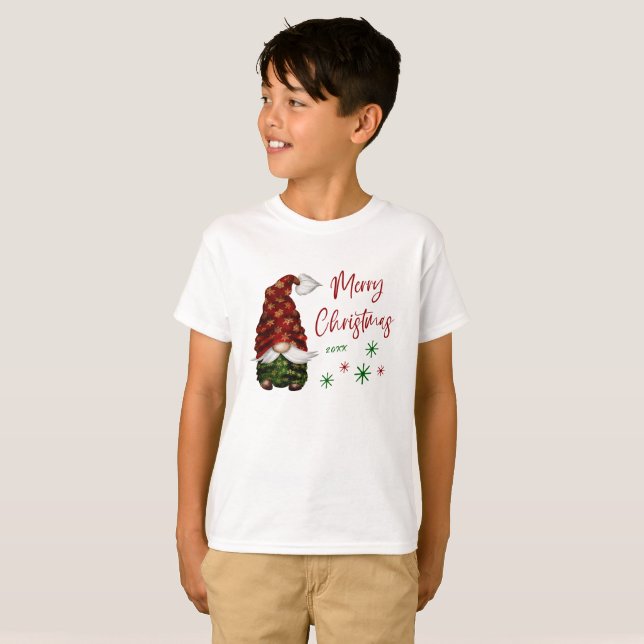 Frohe Weihnachten Rustikales Land Gnome Spaß Urlau T-Shirt (Vorne ganz)