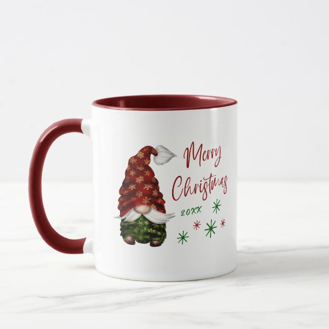 Frohe Weihnachten Rustikales Land Gnome Spaß Urlau Tasse (Links)