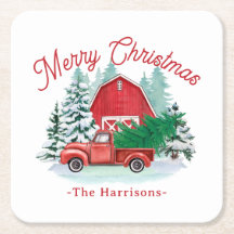 Frohe Weihnachten Rustikales Red Farmhouse Truck W