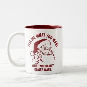 Frohe Weihnachten Sag mir, was du dir von Santa Cl Zweifarbige Tasse