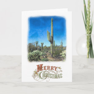 Frohe Weihnachten Saguaro Wüsten Szene Karte