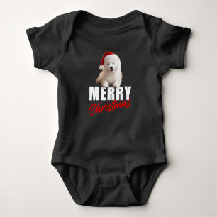 Frohe Weihnachten Samoyed Dog mit Weihnachtsmannmü Baby Strampler