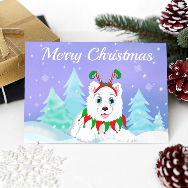 Frohe Weihnachten Samoyed mit Elf-Headband (Von Creator hochgeladen)