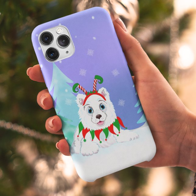 Frohe Weihnachten Samoyed mit Elf-Headband Case-Mate iPhone Hülle (Von Creator hochgeladen)