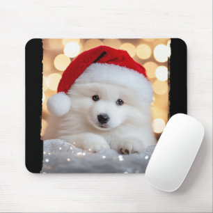 Frohe Weihnachten Samoyed Welpe Hund mit Weihnacht Mousepad