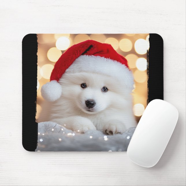 Frohe Weihnachten Samoyed Welpe Hund mit Weihnacht Mousepad (Mit Mouse)