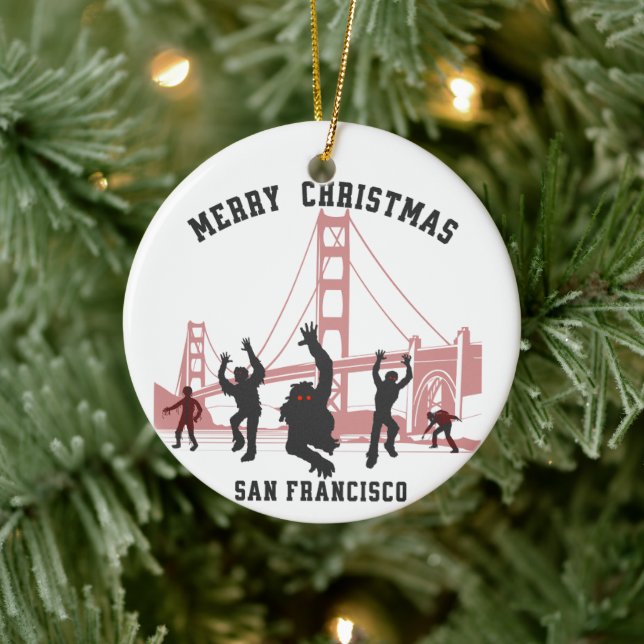 Frohe Weihnachten San Francisco Souvenir Weihnacht Keramik Ornament (Baum)