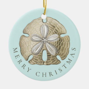Frohe Weihnachten Sand Dollar Türkis Küste Keramik Ornament