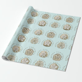 Frohe Weihnachten Sand Dollar Türkis Muster Geschenkpapier