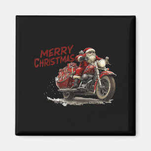 Frohe Weihnachten Santa auf einem Vintage-Motorrad Magnet