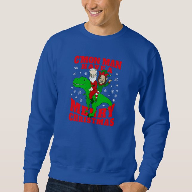Frohe Weihnachten Santa biden kamala harris dinosa Sweatshirt (Vorderseite)