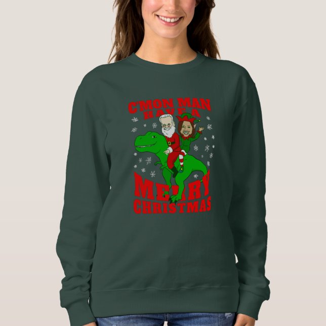 Frohe Weihnachten Santa biden kamala harris dinosa Sweatshirt (Vorderseite)