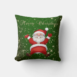 Frohe Weihnachten,Santa Claus,Glitzer,Grün Kissen