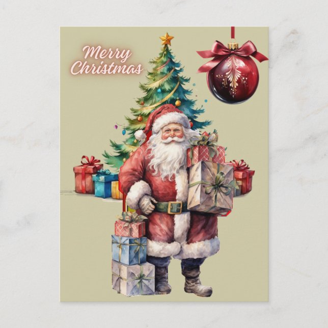 Frohe Weihnachten Santa Claus mit Geschenken  (Vorderseite)