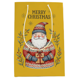 Frohe Weihnachten Santa Claus Mittlere Geschenktüte