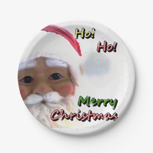 Frohe Weihnachten Santa Clause Pappteller (Vorderseite)