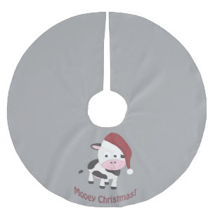 Frohe Weihnachten! Santa Cow Polyester Weihnachtsbaumdecke