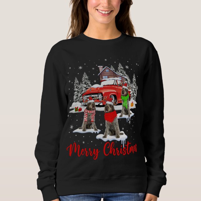 Frohe Weihnachten Santa Drahthaar Pointing Griffon Sweatshirt (Vorderseite)