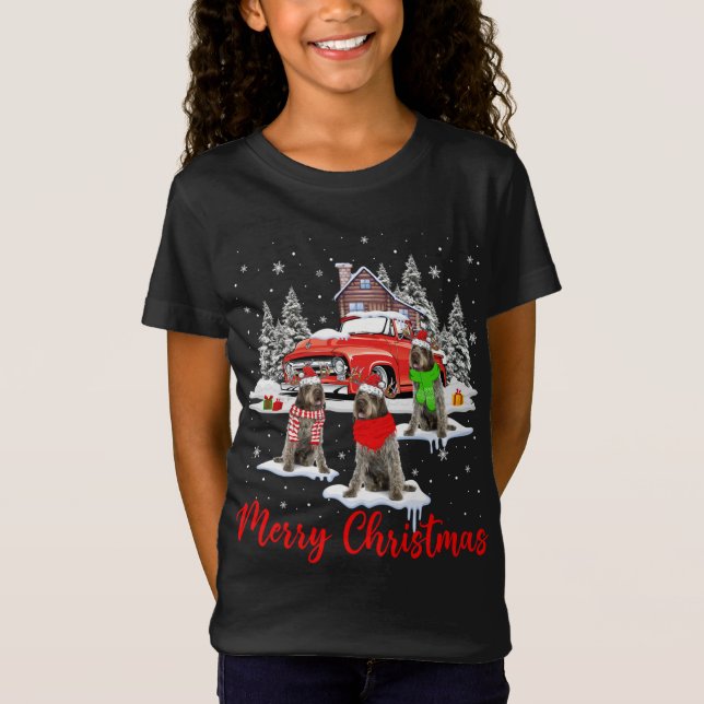 Frohe Weihnachten Santa Drahthaar Pointing Griffon T-Shirt (Vorderseite)
