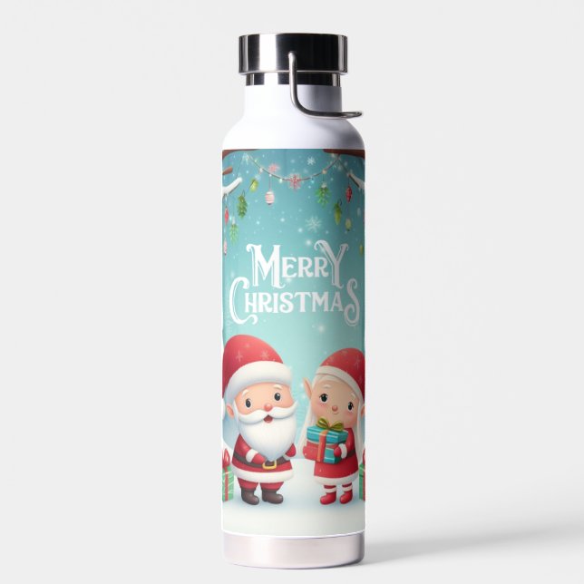 Frohe Weihnachten/Santa/Elfen Schnee Trinkflasche (Links)
