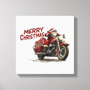 Frohe Weihnachten Santa fährt auf einem Oldtimer-M Leinwanddruck
