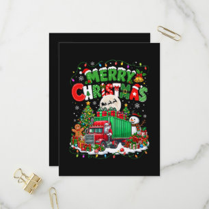 Frohe Weihnachten Santa fährt LKW Weihnachtsbäume Einladungspostkarte