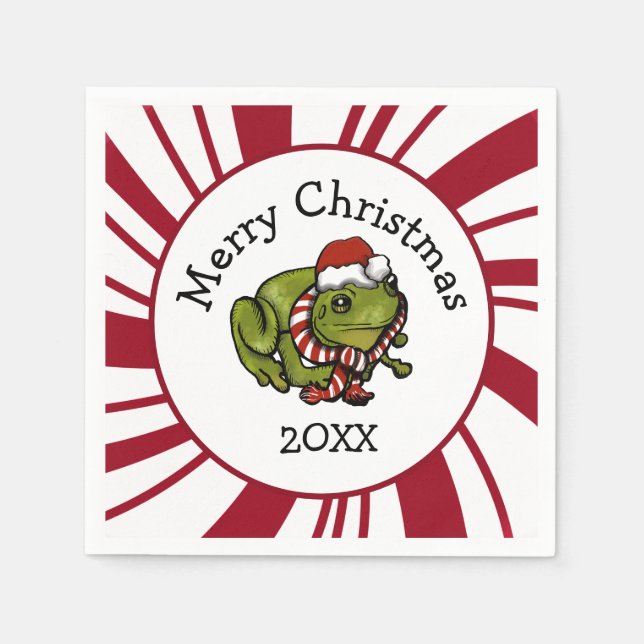 Frohe Weihnachten Santa Frosch Serviette (Vorderseite)
