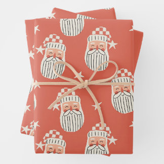 Frohe Weihnachten - Santa Gesicht Kinderzimmer Win Geschenkpapier Set