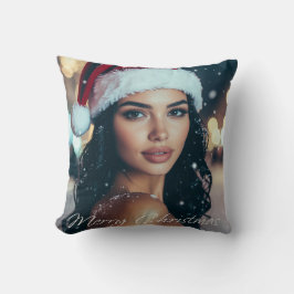 Frohe Weihnachten - Santa Girl Kissen