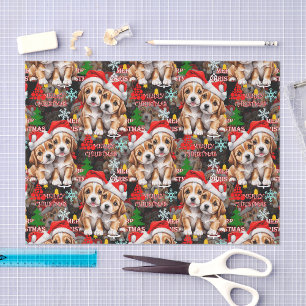 Frohe Weihnachten Santa Hut Hund Welpe Design - Sc Seidenpapier