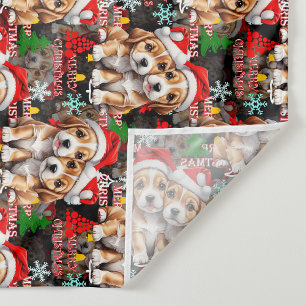Frohe Weihnachten Santa Hut Hund Welpe Design - Sc Wandteppich