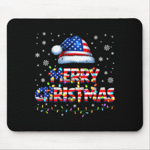 Frohe Weihnachten Santa Hut Pjs Pyjama US-Flagge X Mousepad